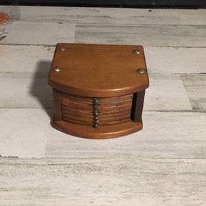 Wooden coaster set with 8 coasters vintage